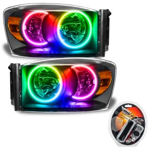 Dodge Ram Headlight Assemblies - ORACLE Lighting - ColorSHIFT - Black - `07-`08
